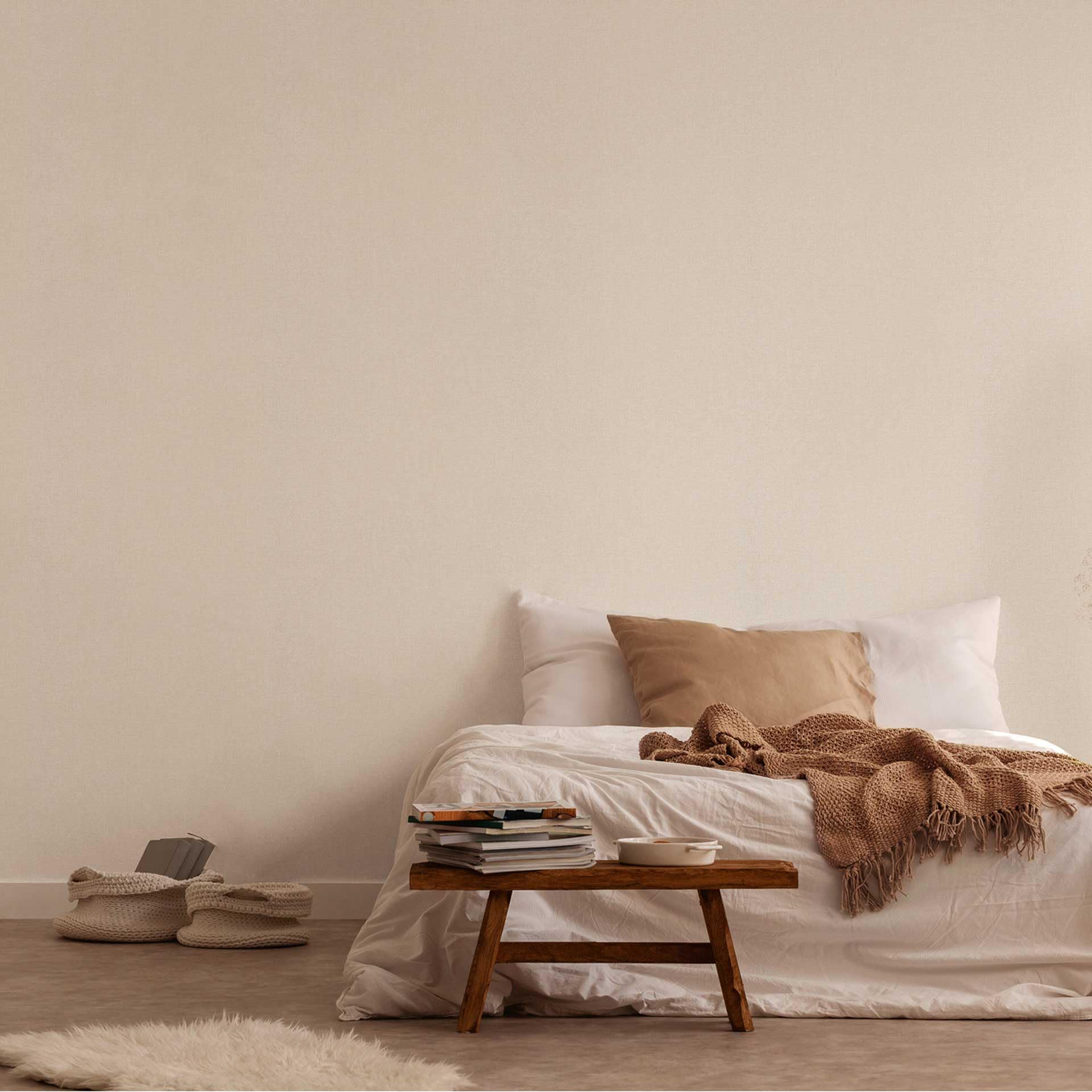 Livingwalls Beige Plain Non-woven Wallpaper 396557 10.05 m x 0.53 m Made in Germany, 53 x 1005 cm - Image 4