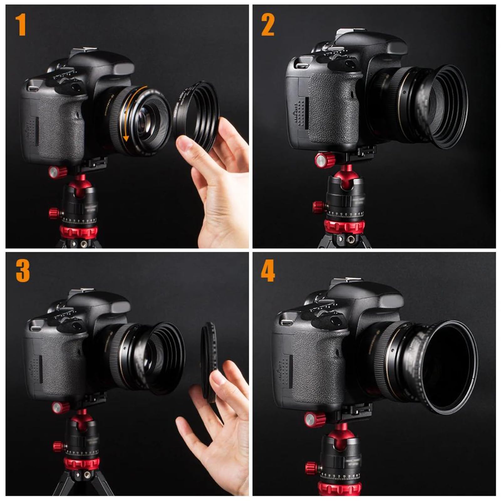 Kit de Bague d'Adaptation pour Filtre de Caméra, Adaptateur d'Objectif en Métal, Diamètre de 37 mm à 82 mm