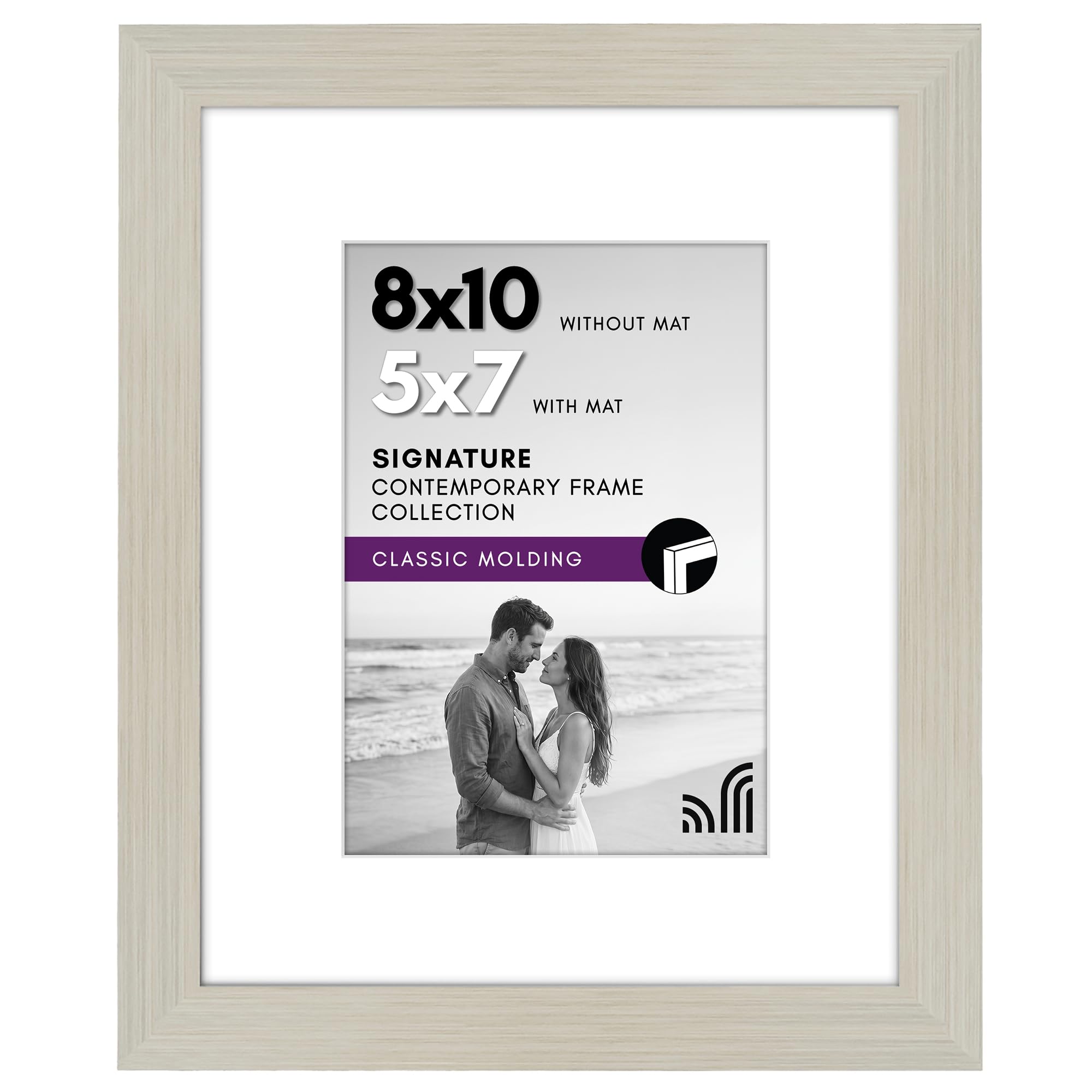 Americanflat 8x10 Photo Frame in Light Wood - Use as 7x5 Frame with Mount or 8x10 Frame Without Mount - Picture Frame with Engineered Wood, Shatter Resistant Glass, and Easel for Wall and Tabletop