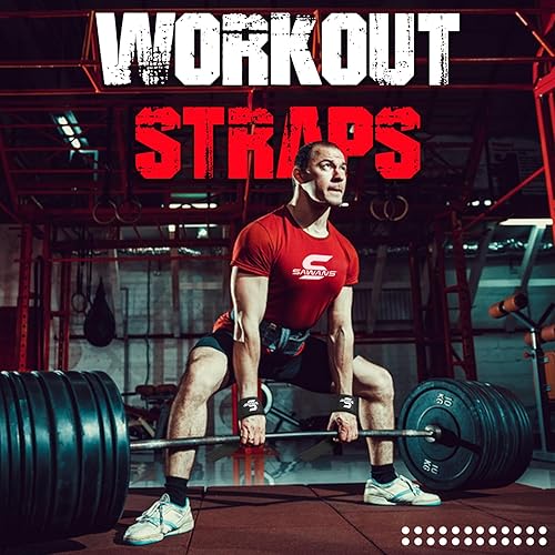 Miniatura 6 de SAWANS Correas de levantamiento de pesas, soporte de muñeca para fitness, gimnasio, resistente, antideslizante, agarre de barra de mano, mancuernas