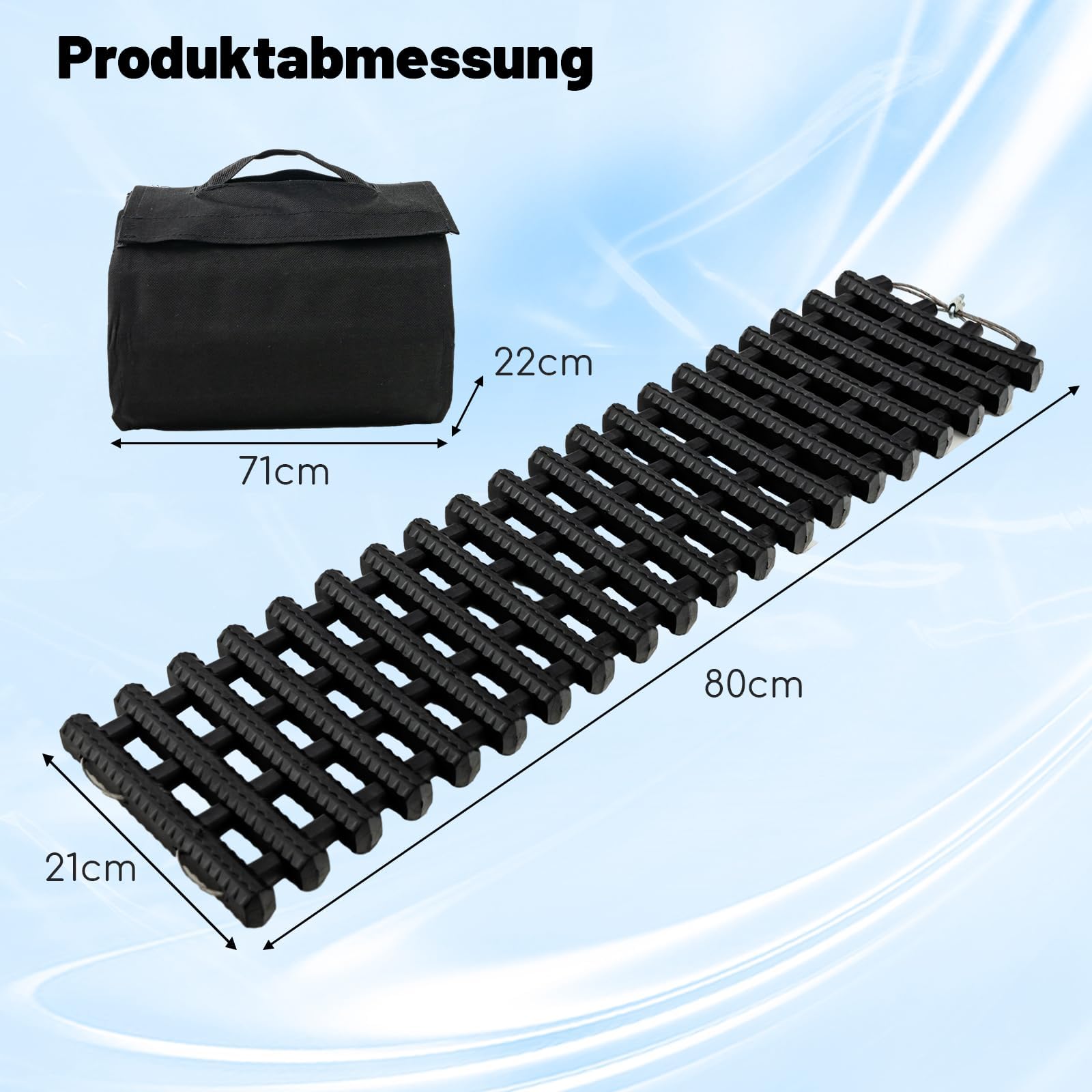 COSTWAY 2 Stücke Anfahrhilfe Auto, Sandbleche Offroad, Traktionsmatte für Sand Schnee EIS Schlamm, Offroad Tracks Traction Mats, Traktionshilfe mit Tasche für Wohnmobil/PKW/LKW (82 x 21 x 2,8 cm)