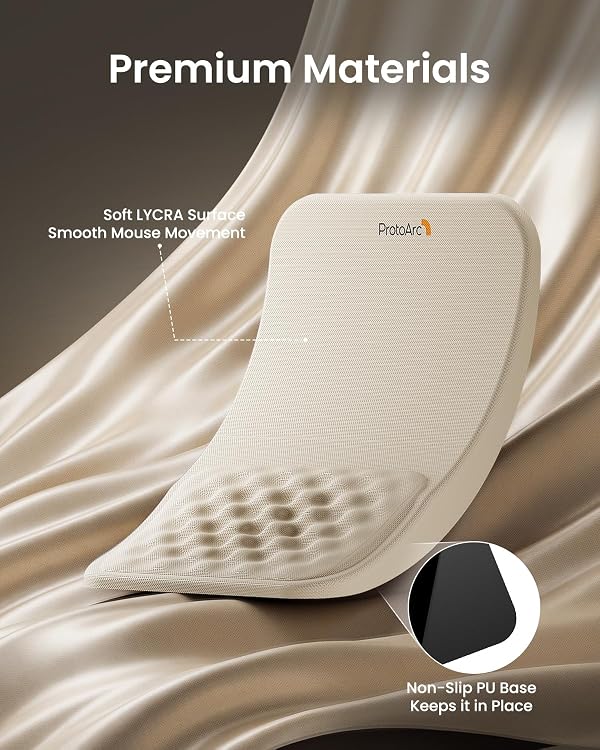 ProtoArc MP50 Ergonomic Mouse Pad with Wrist Rest, MP50 Mousepad with Massage Design, Soft Memory Foam and Non-Slip PU Base for Pain Relief, Desk, Home, Office, 12x8 Inches, Beige (Mouse Not Included) by ProtoArc - Used condition - Image 8