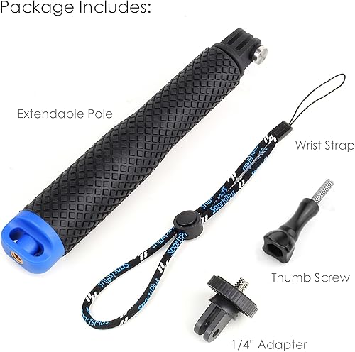 Miniatura 9 de Palo selfie extensible de 7 a 23 pulgadas para GoPro, mango impermeable, monopie para cámara de acción, poste de extensión portátil para GoPro Hero