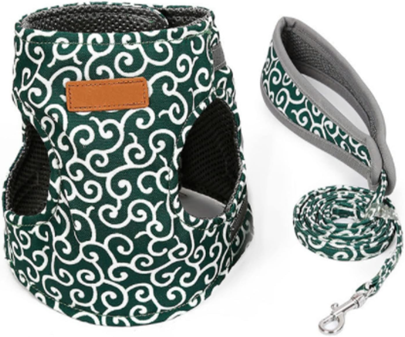 2023 Weste for Katzen, Hunde, Geschirr und Leine, Anti-Break-Away-Brustgurt, Katzenkleidung / 966 (Color : Green, Size : XL)