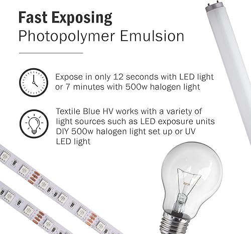 Miniatura 4 de Ecotex Tex Blue HV Emulsión (Pinta - 16 onzas), emulsión de serigrafía pre-Sensibilizada de alta viscosidad, para tintas de plastisol y UV,