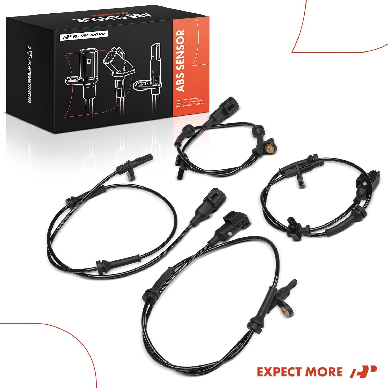 A-Premium 4PCS Front & Rear ABS Wheel Speed Sensor Compatible with Jaguar Models - XE 2017-2020, XF 2016-2024