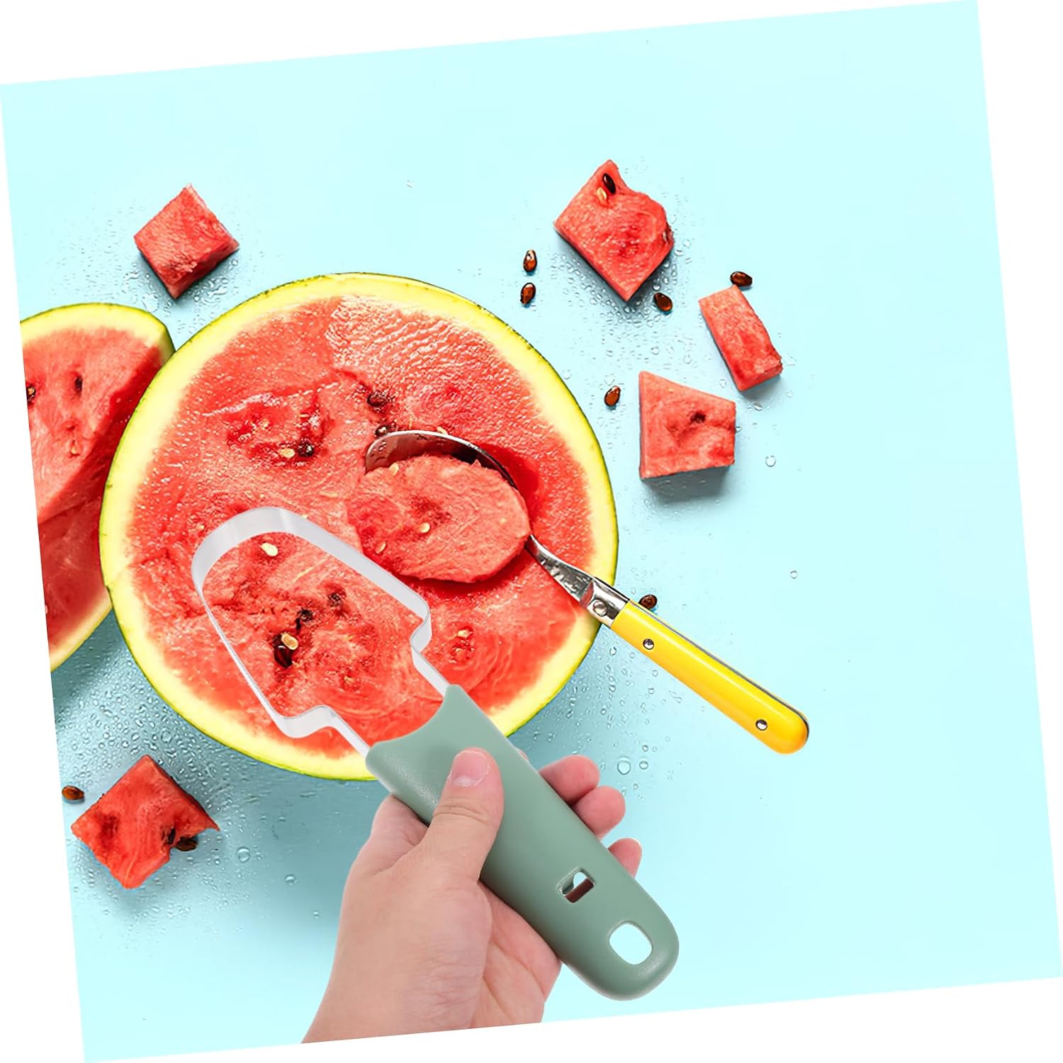 COLLBATH 2 Set Stainless Steel Watermelon Slicing Tool for Kitchen Use