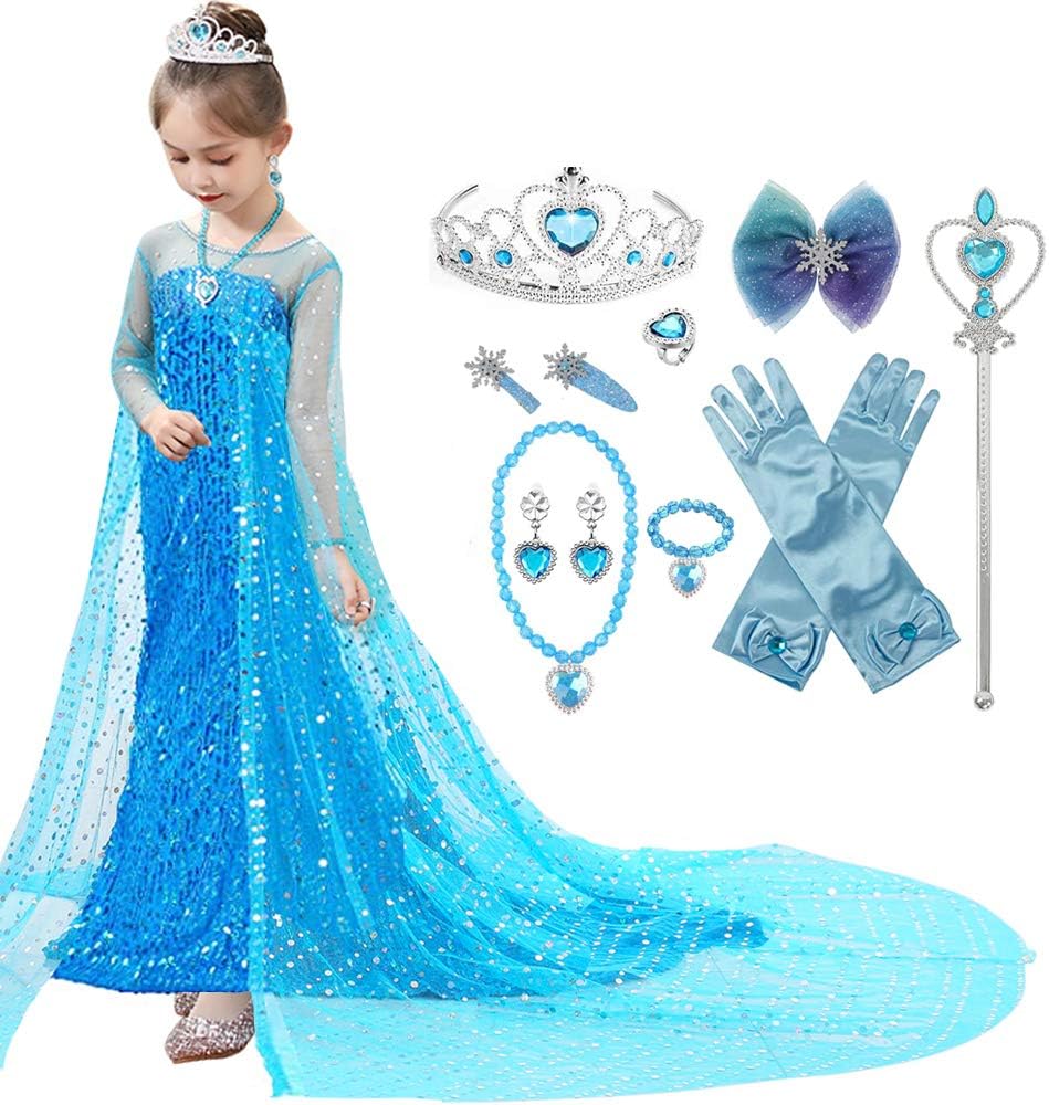 セール Tyhtym アナと雪の女王2 エルサ風ドレス 衣装 髪飾り マント 3点セット キッズコスチューム プリンセスなりきり 仮装 ふんわり 着心地 進化版 Diquinsa Com Mx