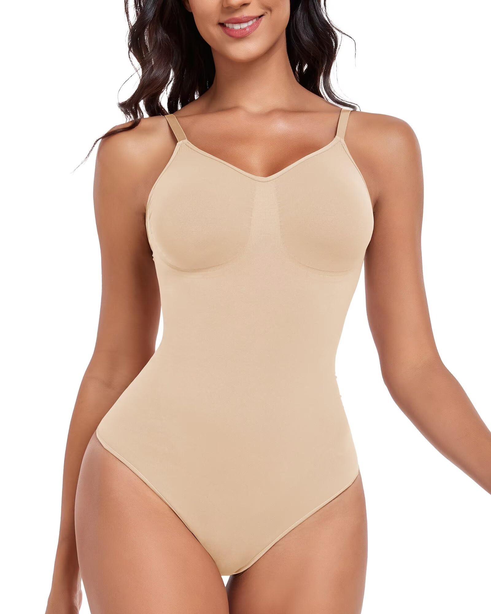 Missluck Shapewear Damen Body shaping Bauchweg Elegant Shaper Bodysuit mit Verstellbarer Schultergurt