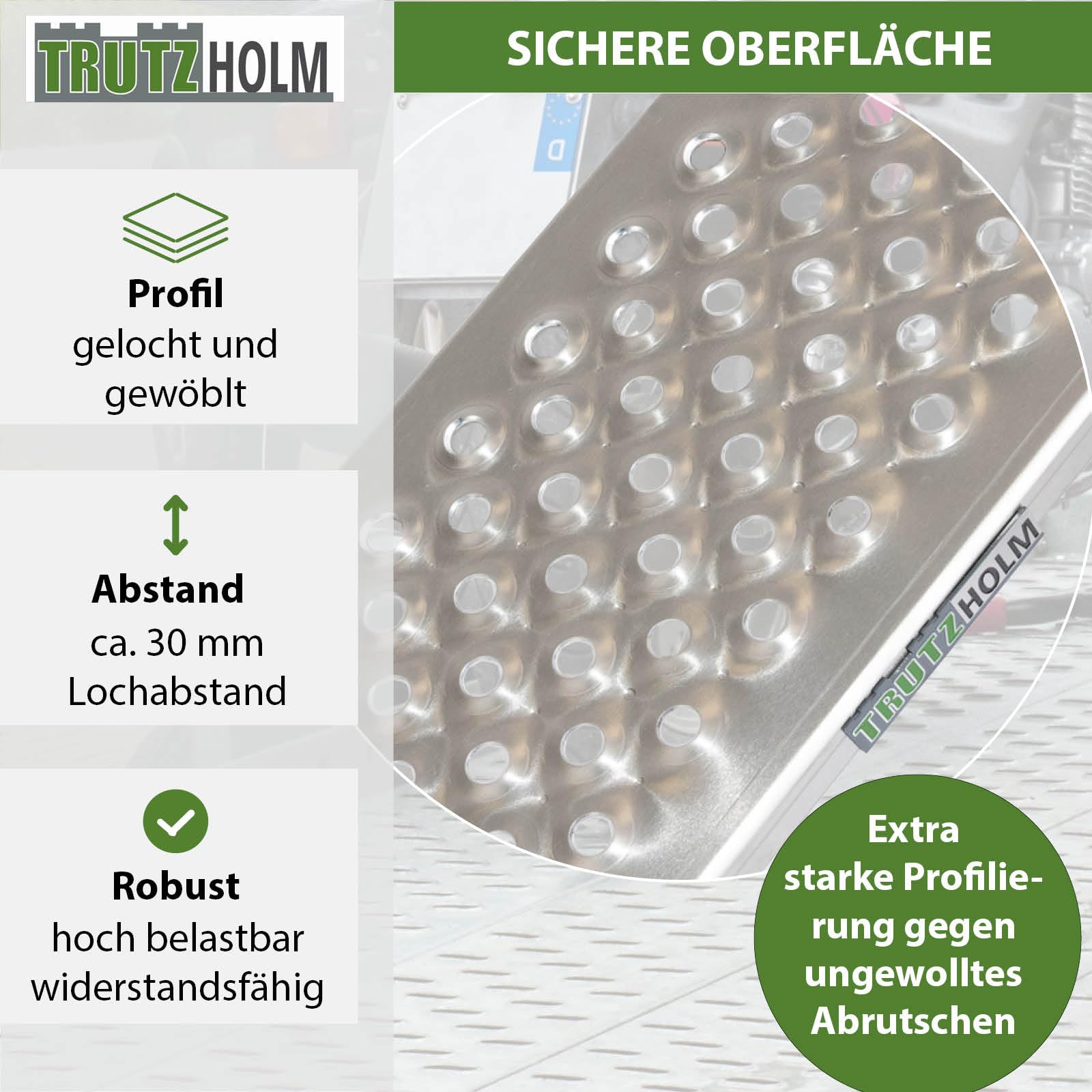 TRUTZHOLM 2 x Alu Auffahrrampen 150 x 21,5 cm 400 kg rutschhemmend starr Fahrradrampen Verladerampen leichte Ausführung