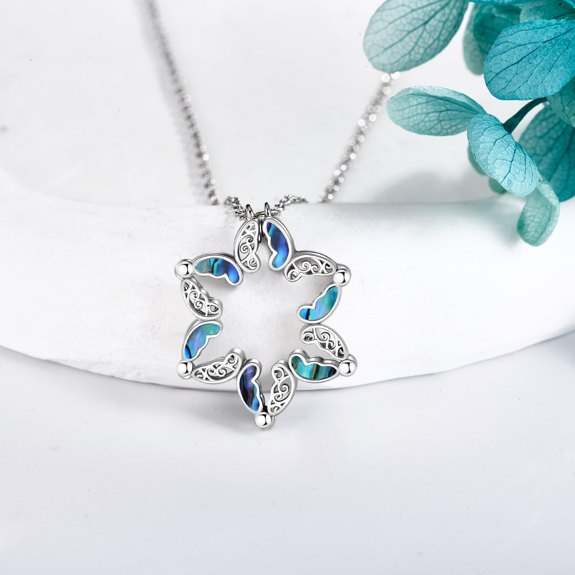 Collana da donna a forma di stella di David, in argento 925, con farfalle, gioiello da donna, Argento sterling, Nessuna pietra preziosa