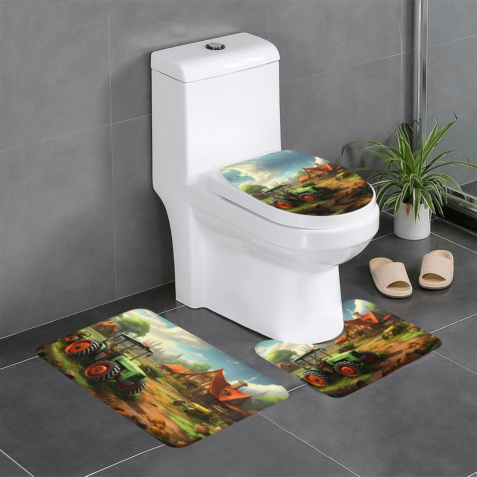 Tapis de salle de bain tracteur agricole pour décorer les toilettes et la coiffeuse