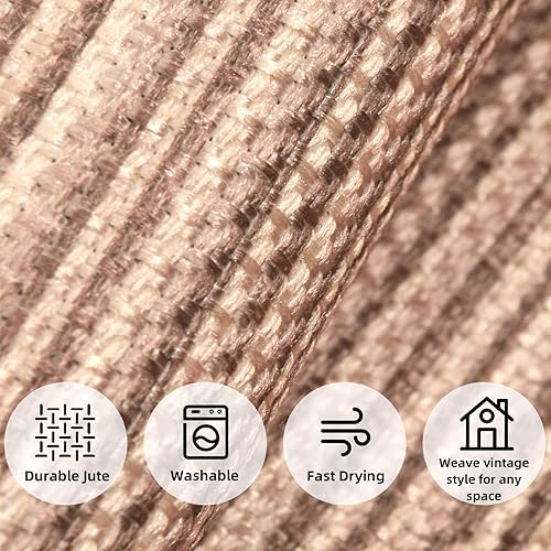 Miniatura 3 de ILANGO Alfombras de Área de Yute para Sala de Estar, Alfombras Tejidas Lavables de 3'x5' para Interiores, Alfombras Naturales de Estilo Rústico para