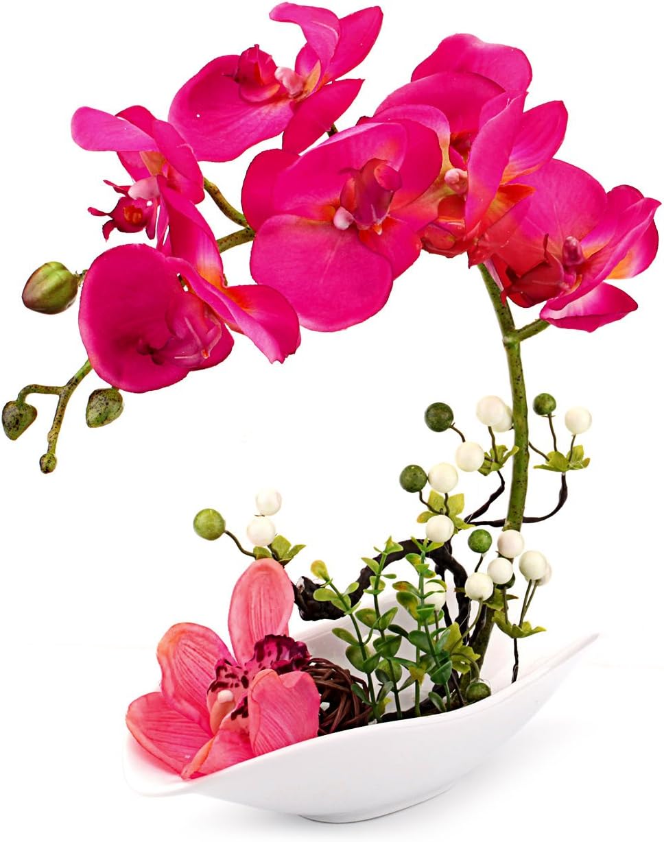 Louis Garden Artificial Silk Flowers 7 Head Simulation Phalaenopsis Arrangements Bonsai (Simulation of Water) (Red)