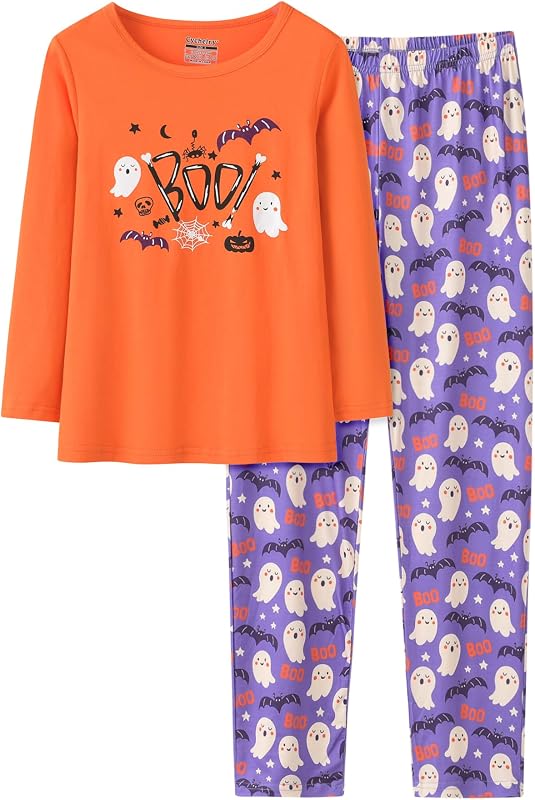 CYCHELRY Pijama infantil com estampa de gato, conjunto com blusa de manga longa e calça