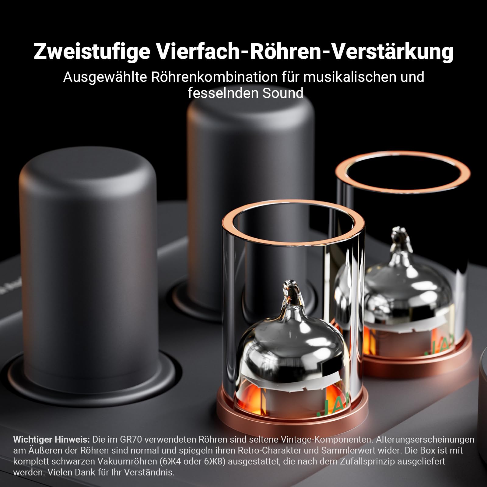 Fosi Audio GR70 Röhren Kopfhörer Verstärker, Authentische Röhren-Verstärkung Preamp mit Vakuum, Mini-HiFi-Vorverstärker für Home Audio, 3.5mm & 6.35mm Klinkenbuchsen, Unterstützt 16-300 Ohm Impedanz