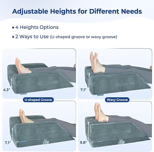 Miniatura 5 de KingPavonini 4 almohadas de elevación de piernas ajustables en altura para después de la cirugía con curva ergonómica, almohada de espuma