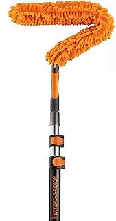 1.5-to-5 ft Flexible Fan Duster for Ceiling Fan with Extension Pole // Microfiber Ceiling Fan Blade Cleaner // Washable Fan Brush and Telescopic Pole // Best Flex-and-Stay Dusting Kit