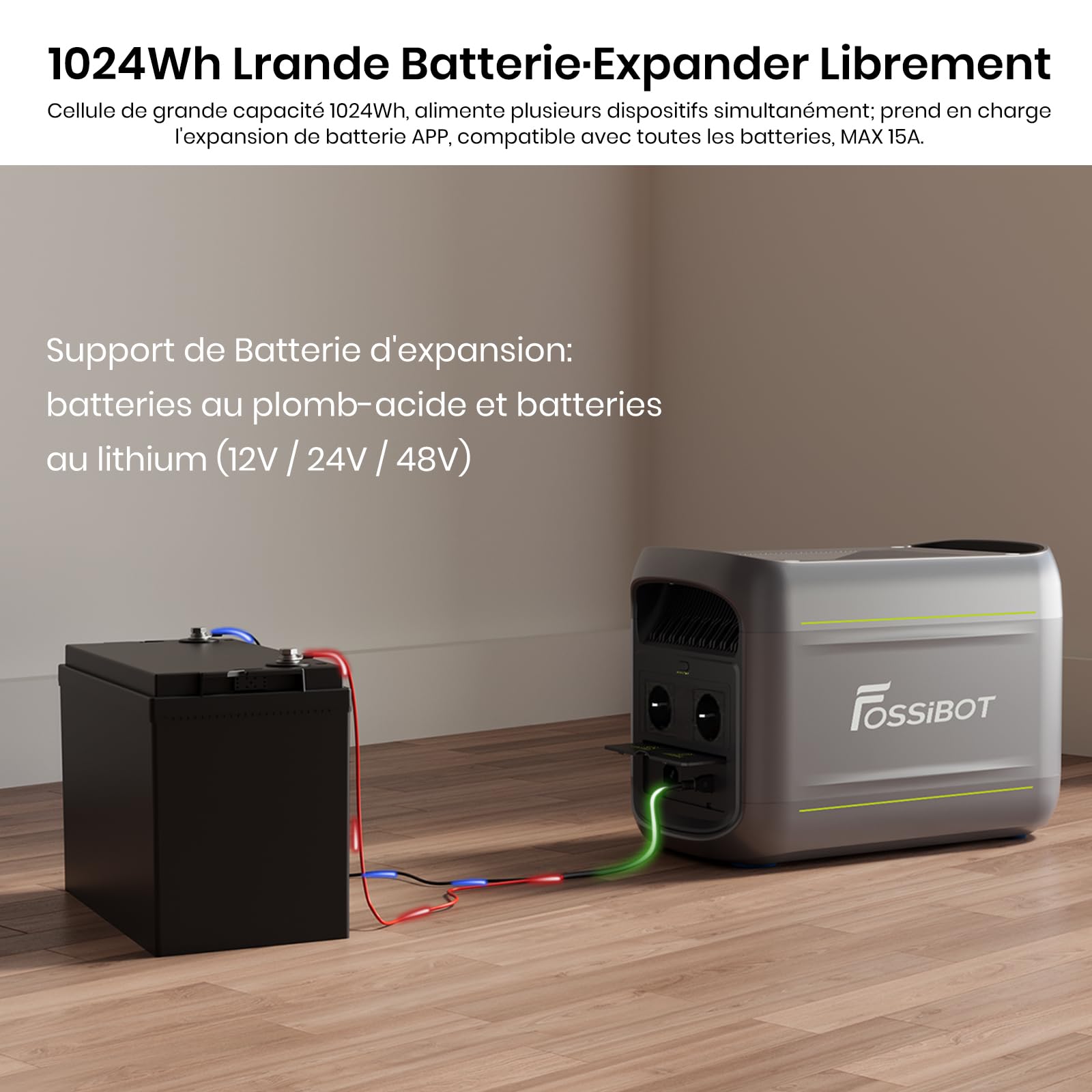 FOSSIBOT F1800 Générateur Électrique Portable 1024Wh, Batterie LiFePO4 Station électrique 1800W(Peak 2700W)，Charge Rapide 1200W, Mode ECO, Protection BMS pour Camping-Car, Maison, Voyage