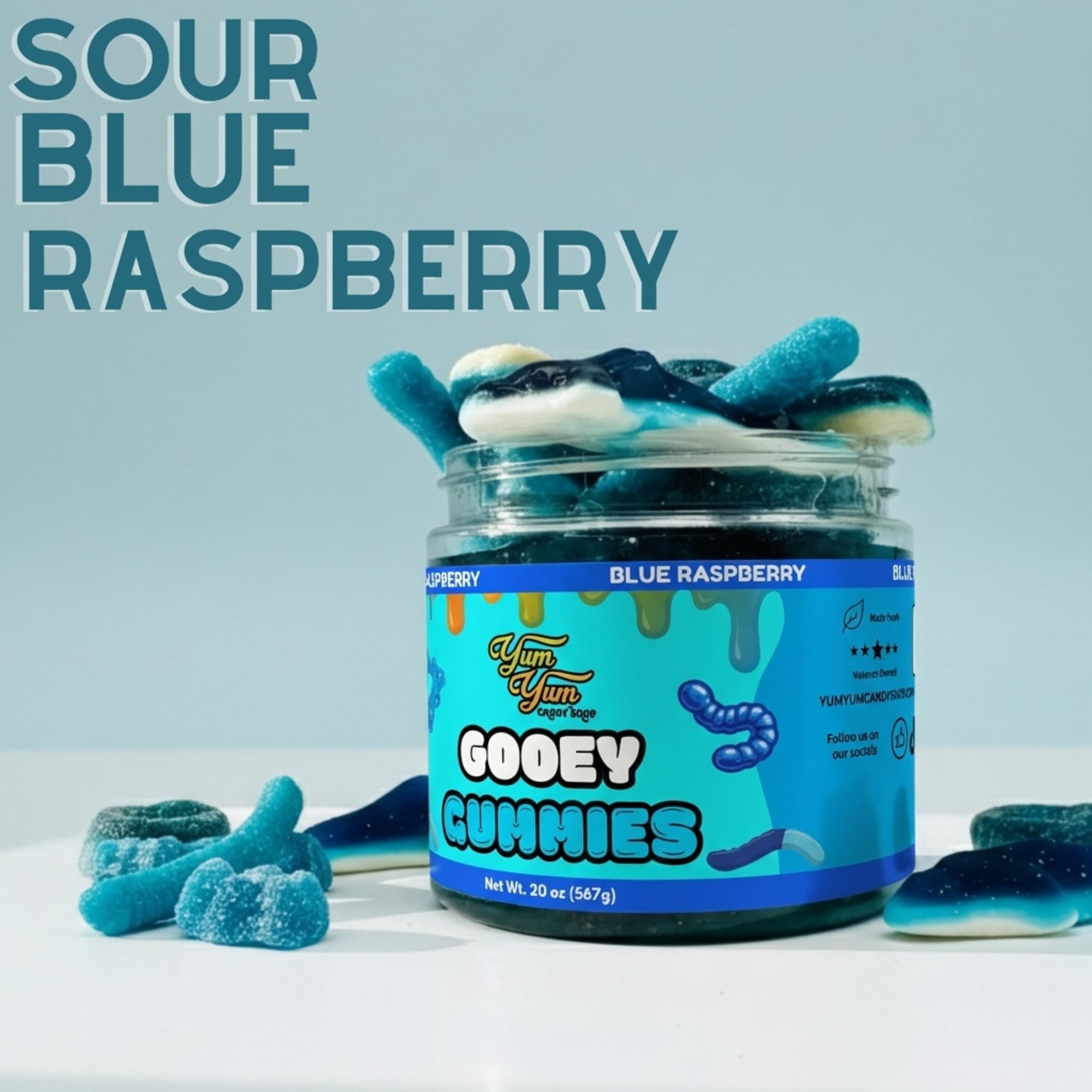 Amazon | Yum Yum Candy Shop Sour Gooey Gummies, Blue Raspberry, 10