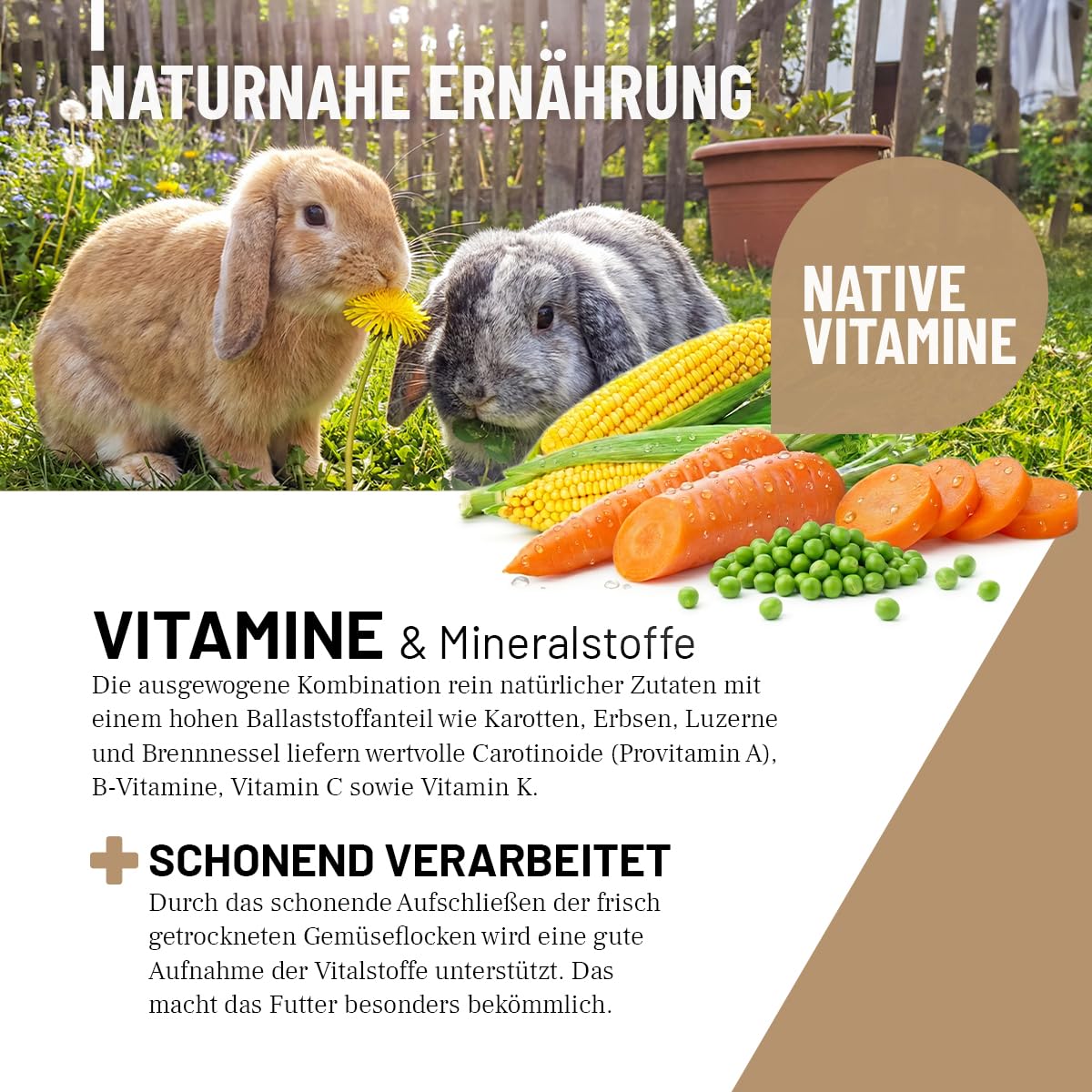 ReaVET Natur Nagerfutter 10 L – Kaninchenfutter, Meerschweinchenfutter auch für Hamster & Mäuse I Artgerecht mit Gemüseflocken, Kräutern, Getreide & Luzerne I Ohne künstliche Zusätze