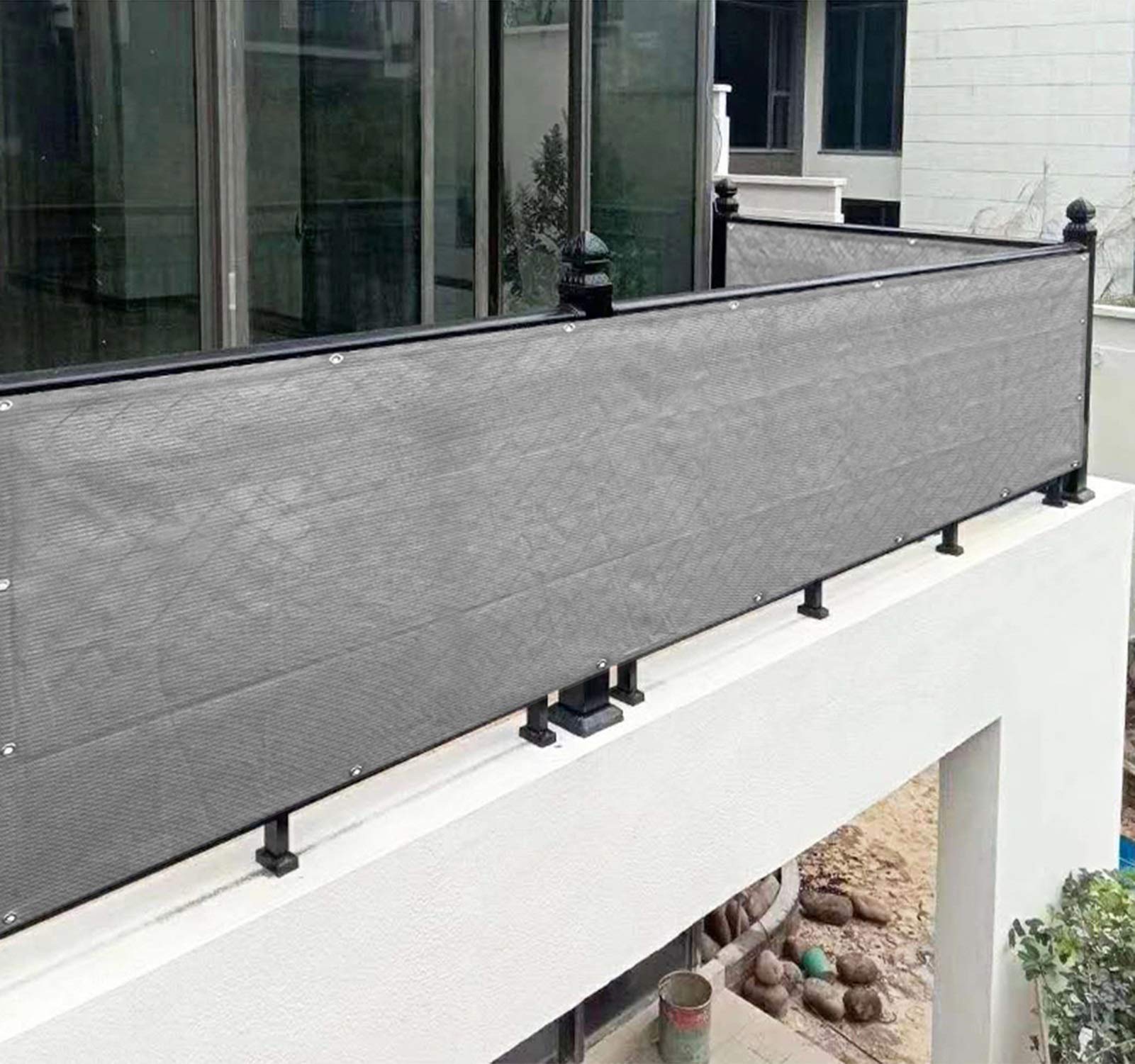 Telo Frangivista per Balcone Altezza 1m/1,5m Rete Frangivento Parasole da Recinzione HDPE con Fascette Fermacavi per All'aperto Cantiere Terrazza (Color : Gray, Size : 1x10m)