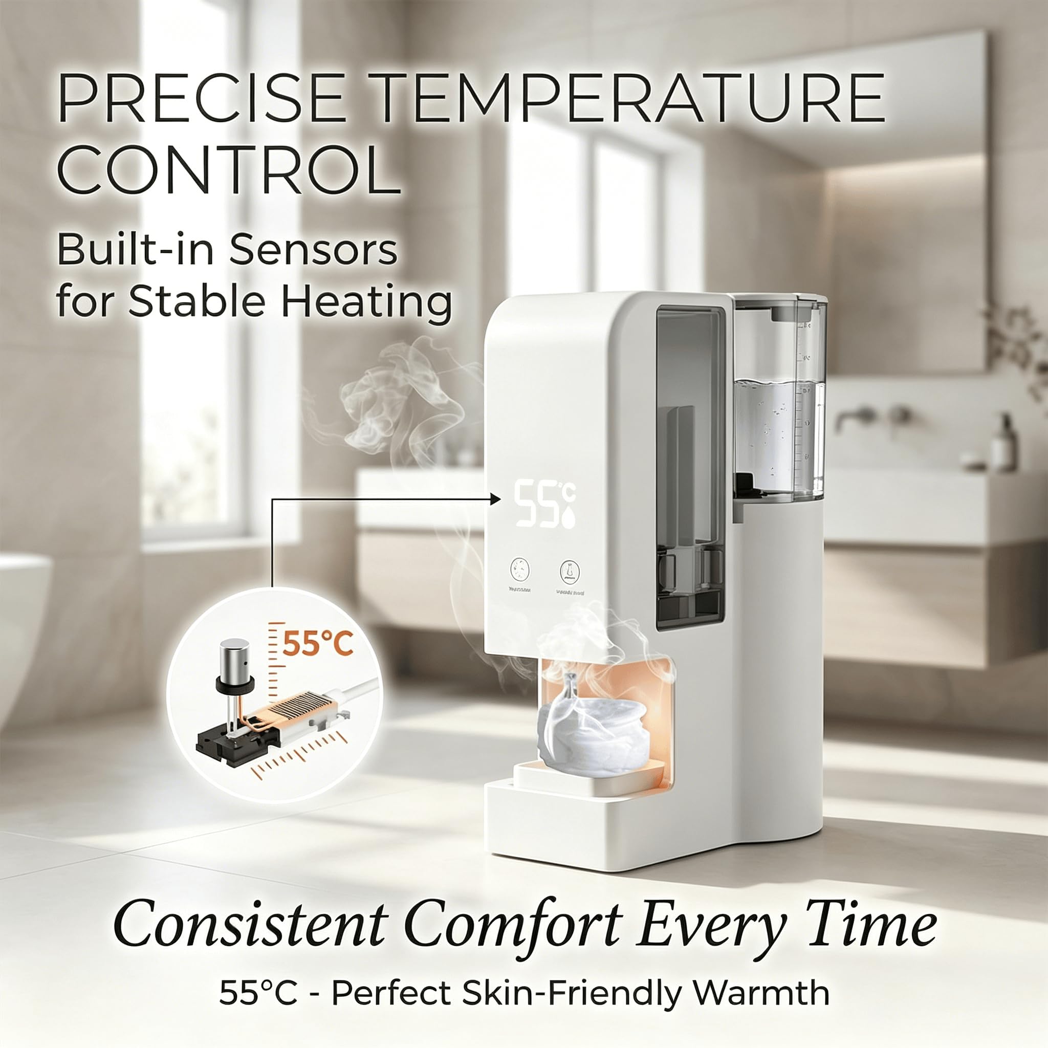 Handtuchwärmer mit Dampffunktion und automatischem Spender, 55 °C konstante Temperatur, 40 komprimierte Handtücher ideal für professionelle Gesichtspflege,Towel Warmer + 40 Towels