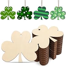Wooden Shamrock Ornaments to Paint St. Patrick's Day Decoration Cutouts Unfinished 24PCS 3.5 x 3 inches, DIY Blank Unfinished Wood Discs Ornament for Home Farmhouse Crafts Hanging Spring Decorations