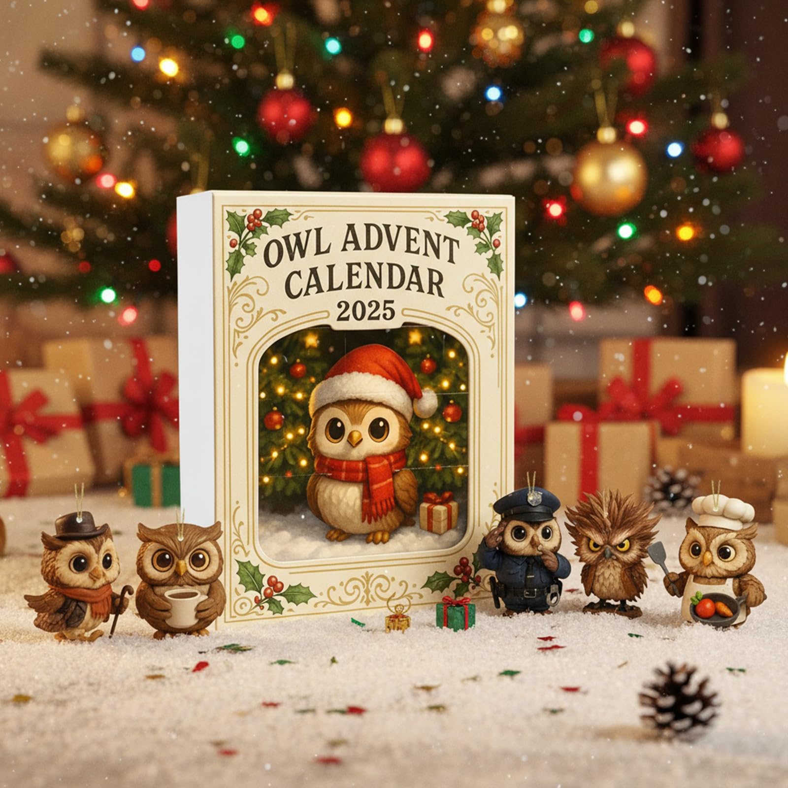 Calendario de Adviento de Búho 2025 con 24 Mini Figuras para Coleccionistas y Amantes de Búhos
