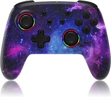 NexiGo Wireless Controller for Nintendo Switch/Switch Lite/OLED, Bluetooth, Vibration, Motion, Turbo and LED Light Cosmic Nebula