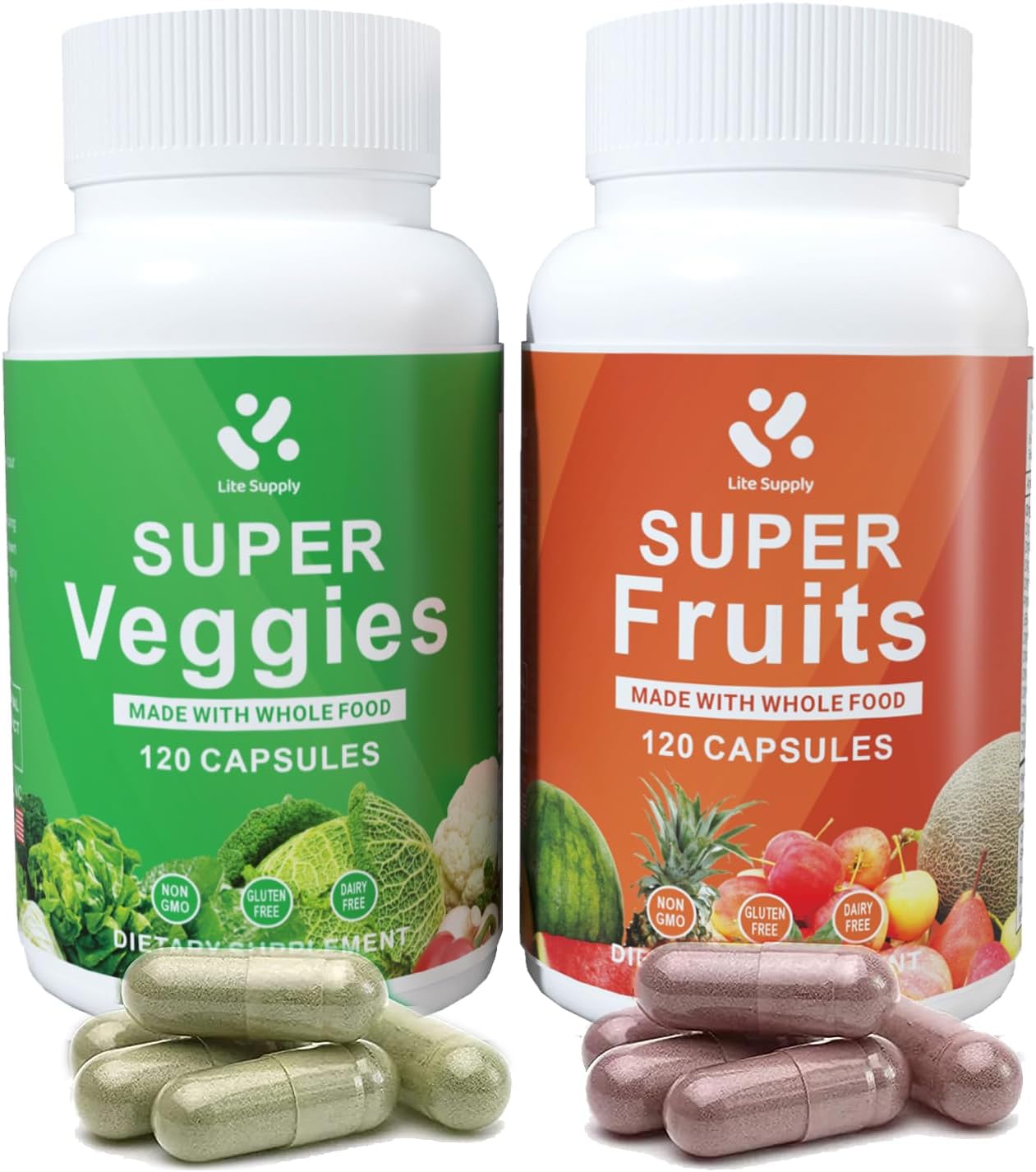 Amazon.com: Lite Supply Fruits and Veggies Supplement 240 Caps - 120 ...
