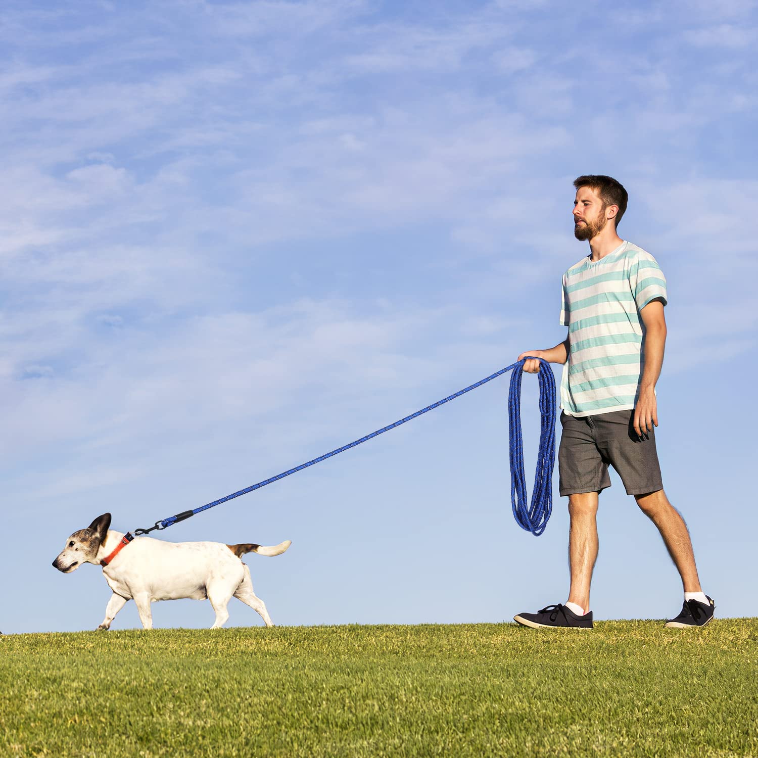 Hi Kiss Checkcord Hundeleine – Lange Trainingsleine Für Große & Mittlere Hunde (6,1 M, Rot)