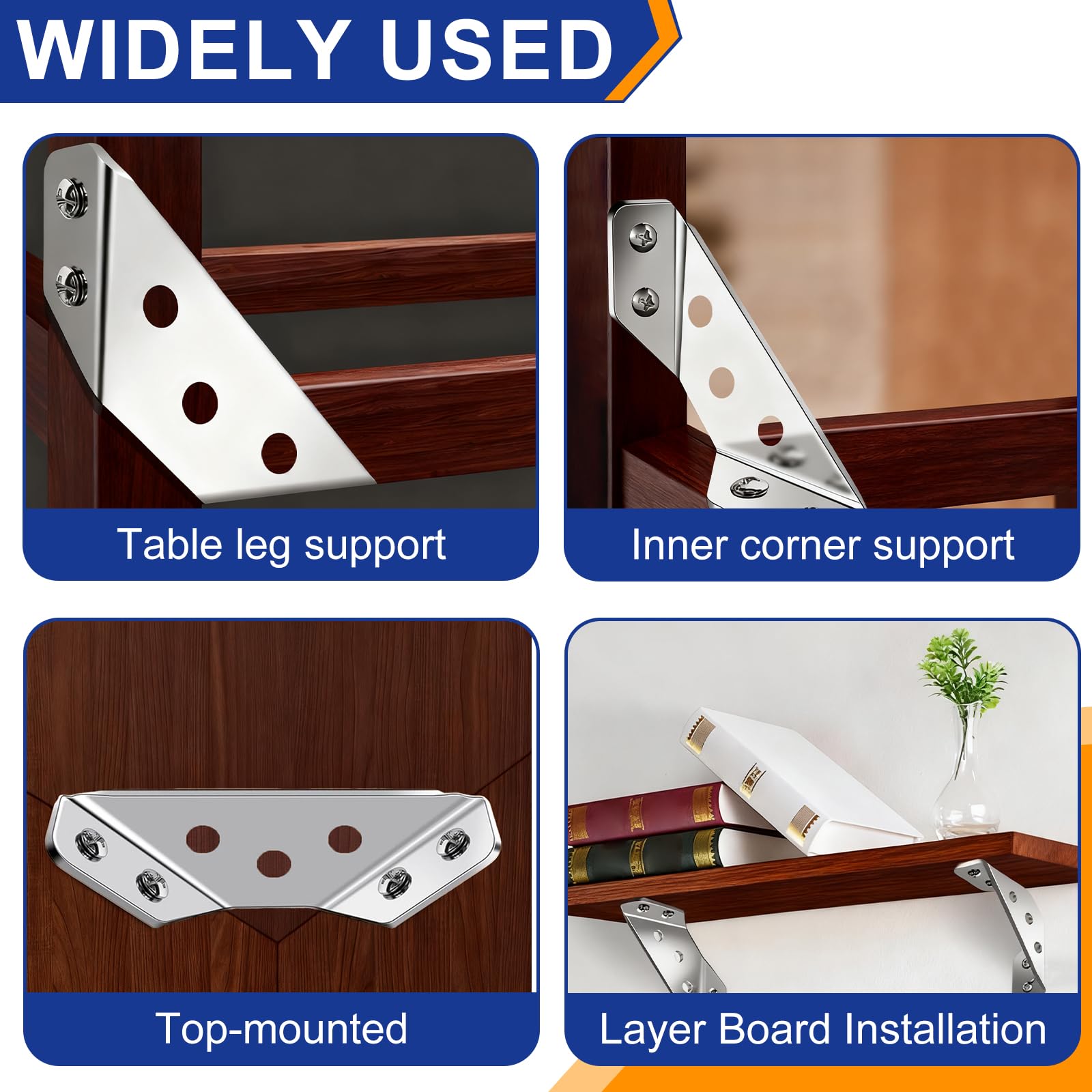 Staffe Angolari, Angolari Metallo per Legno e Staffe Angolari per Legno con Viti 30 Pezzi, Rinforzi Triangolari per Scaffale Armadio Tavolo Sedia Scrivania, Staffe in Acciaio Inox