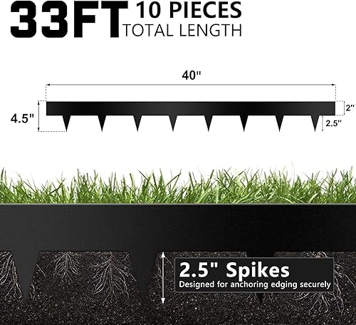 Miniatura 2 de Worth Garden - Paquete de 10 bordes de acero galvanizado para jardines, tiras de metal flexibles con recubrimiento en polvo negro de 4.5 pulgadas de