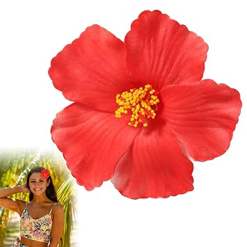 2pcs Flower Hair Clip, Red Hawaiian Flower Hair Clip Beach Party Bohemian