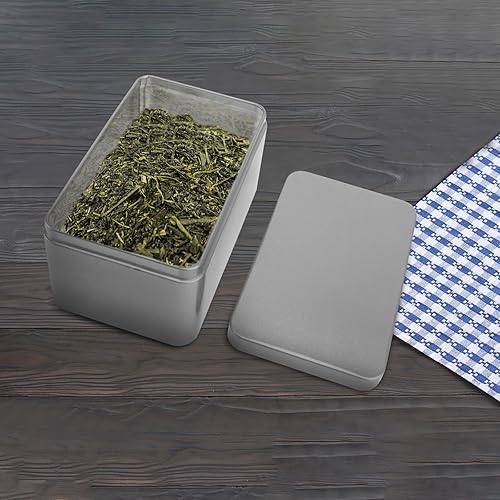 Miniatura 3 de NUOBESTY Caja de lata rectangular vacía, contenedor portátil de almacenamiento de té con tapa, caja de almacenamiento para el hogar para dulces de