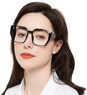 MARE AZZURO Oversized Square Reading Glasses 1.50+ Women Trendy Large Readers 1.0 1.25 1.5 1.75 2.0 2.25 2.5 2.75 3.0 3.5 (Black, 1.50)