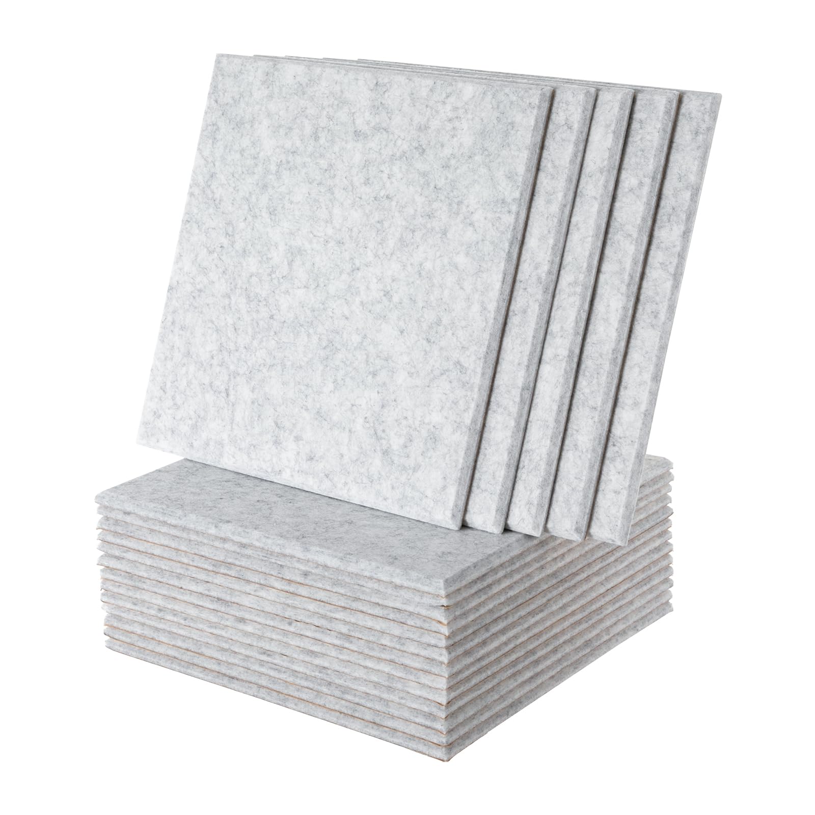 18 paneles acústicos autoadhesivos de fibra de poliéster para salón, oficina, sala de juegos, KTV, cine, dormitorio, 30 x 30 cm (gris plateado)