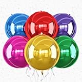 6Pcs Colorful Round Foil Balloons,Giant 4D Round Ball Balloon,22 Inch Large Balloons for Birthday Wedding Baby Shower Anniversary Engagement Party Decorations