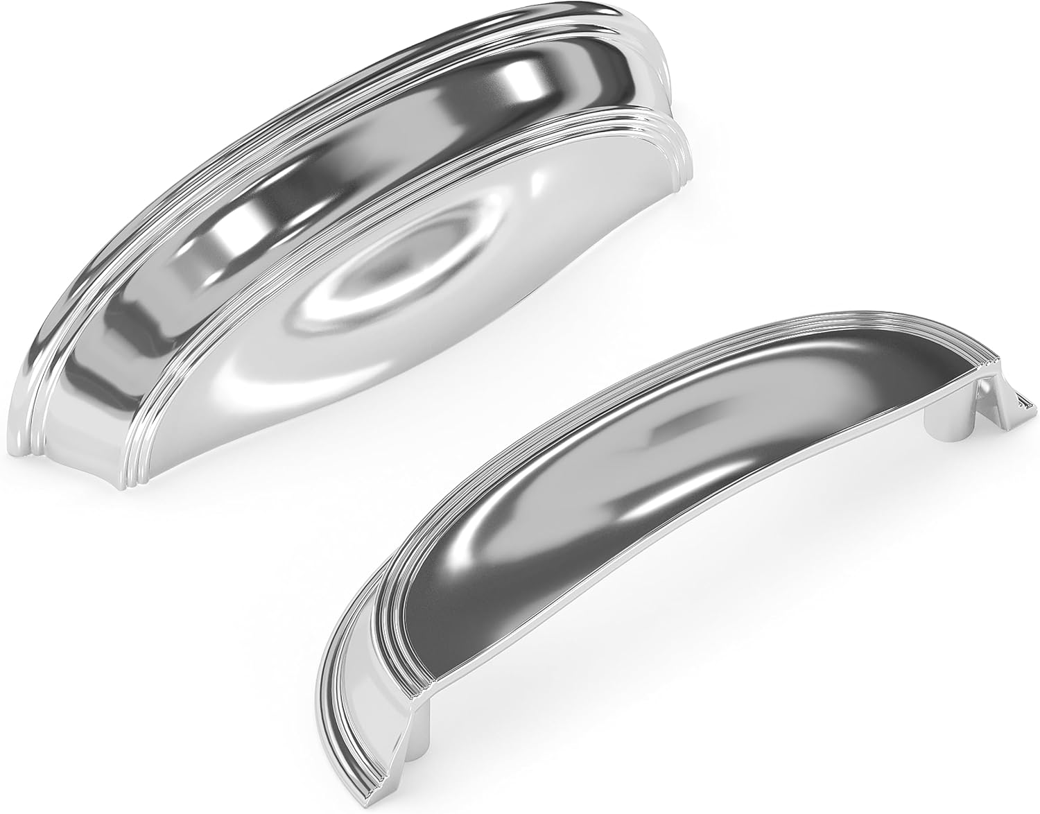 Hickory Hardware 10 Pack Solid Core Kitchen Cabinet Pulls, Luxury Cabinet Handles, Hardware for Doors & Dresser Drawers, 3 Inch & 3-3/4 Inch (96mm) Hole Center, Chrome, American Diner Collection