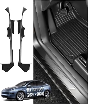 BMZX for Tesla Model Y Juniper 2025-2026 Door Sill Protector 2PCS | TPE Anti-Dust Protective Covers | No-Gap Design | Covers Front & Rear Seats | Easy to Clean