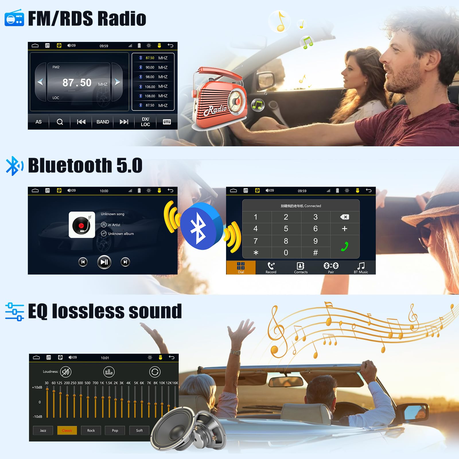 CAMECHO Autoradio 1 Din Wireless Carplay Android Auto Bluetooth Radio, 5.5 Zoll Touchscreen mit IPS HD Bildschirm 1280 * 720 mit Rückfahrkamera Mirror Link Lenkradsteuerung + 2 USB Anschlüsse