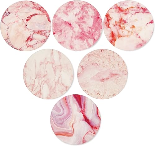 Miniatura 10 de AD Juego de 6 posavasos para absorber bebidas, redondos, de cerámica, con base de corcho, tapete de protección de mesa para tazas y tazas, oficina,