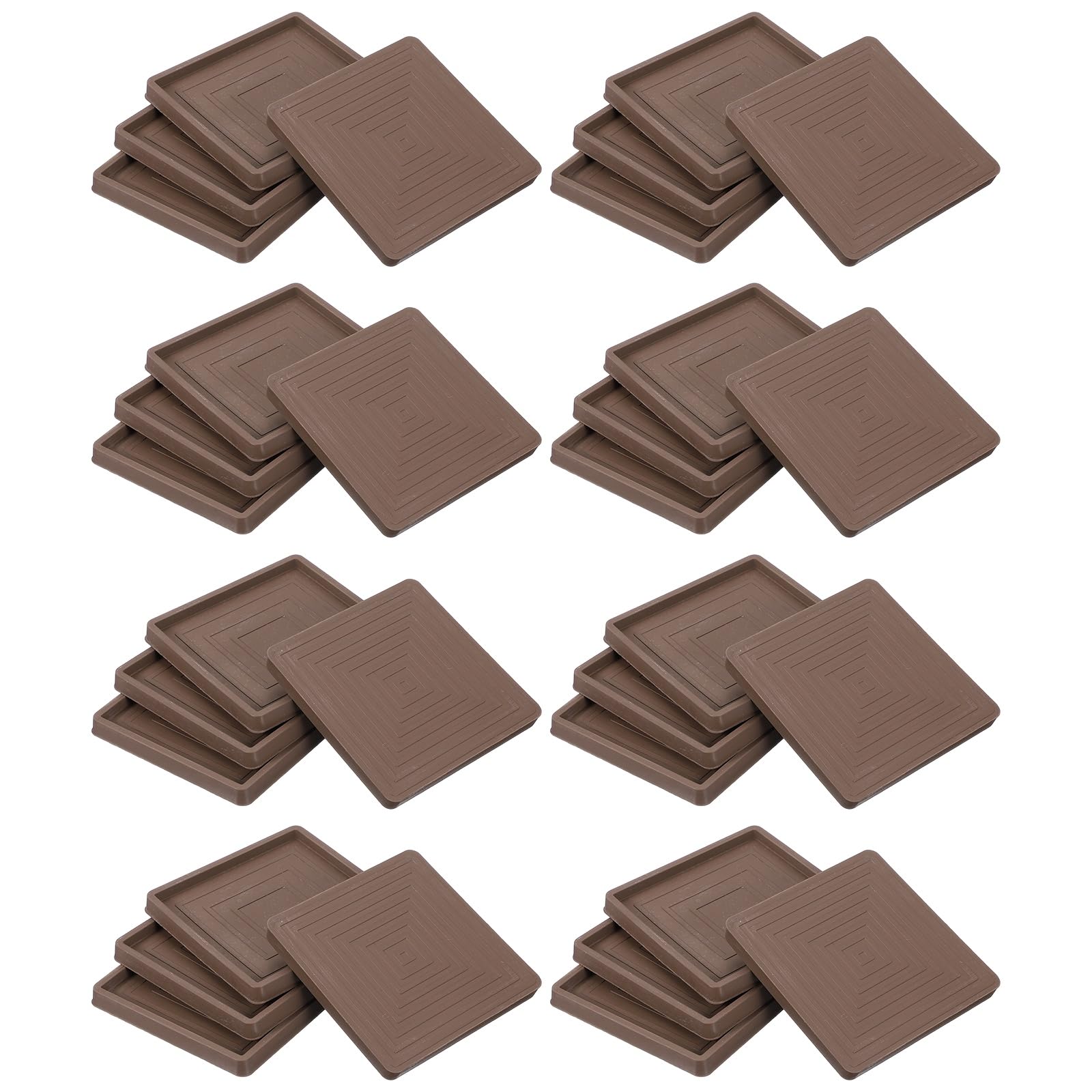 QUARKZMAN 32Piezas 3.9x3.9 Protectores De Suelo Cuadrados para Patas De Muebles De Goma Tazas para Ruedas para Suelos De Madera Marrones (Adecuados para Patas De Silla De 3.5 Pulgadas)