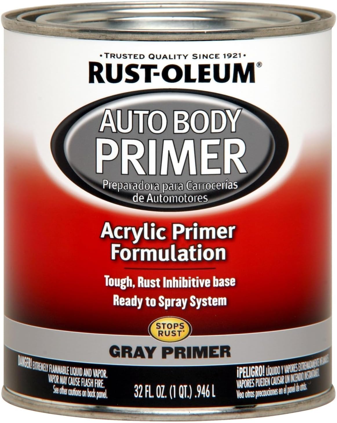 Rust-Oleum 253499 Automotive Premixed Auto Body Paint, Quart, Gray Primer 32 Fl Oz (Pack of 1)