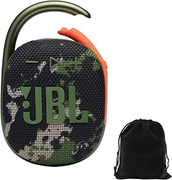 JBL Clip 4 Portable Bluetooth Speaker Bundle with Deluxe CCI Protective Carrying Pouch Squad