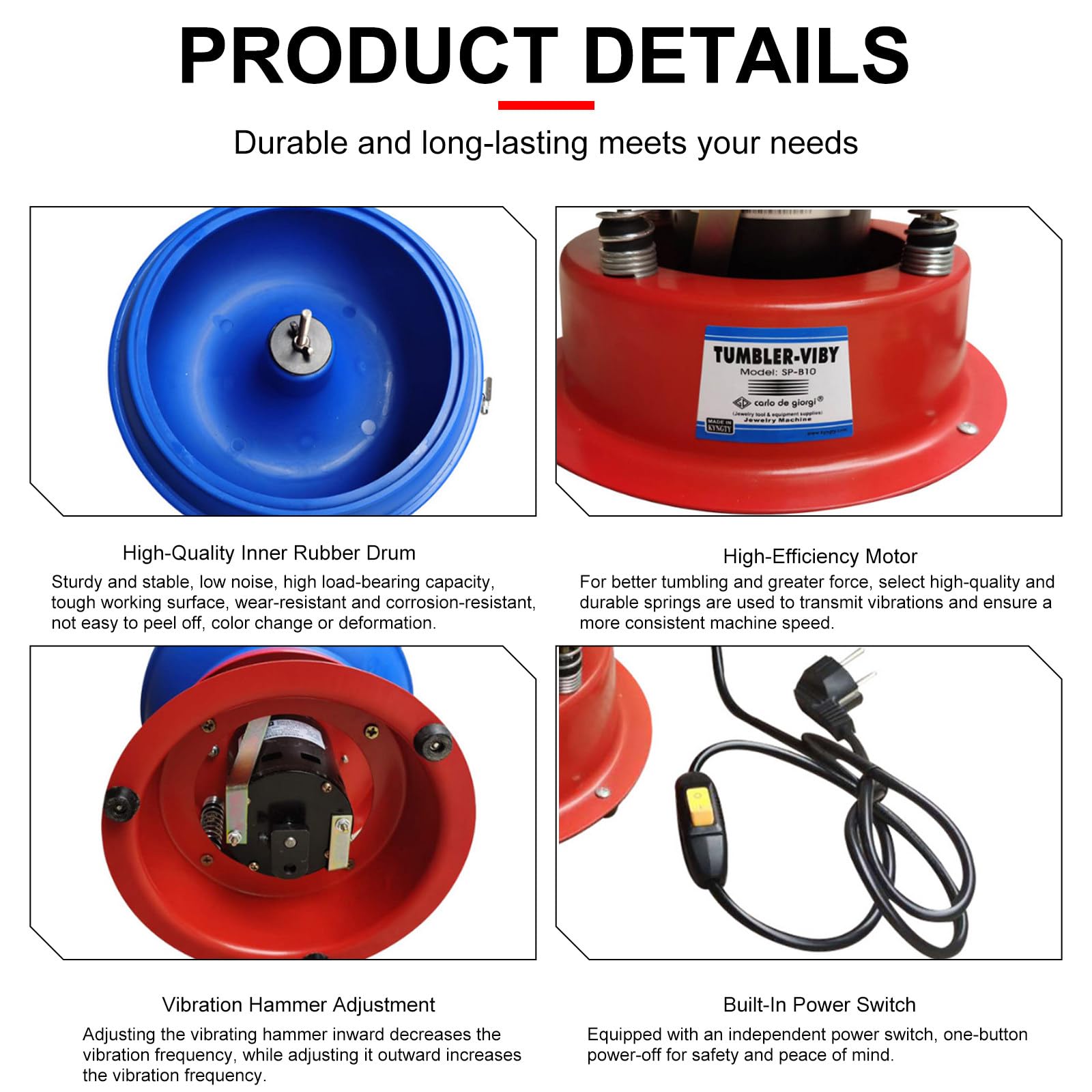 Pulidora vibratoria para pulir joyas y metal, desbarbado y pulido en metal y manualidades