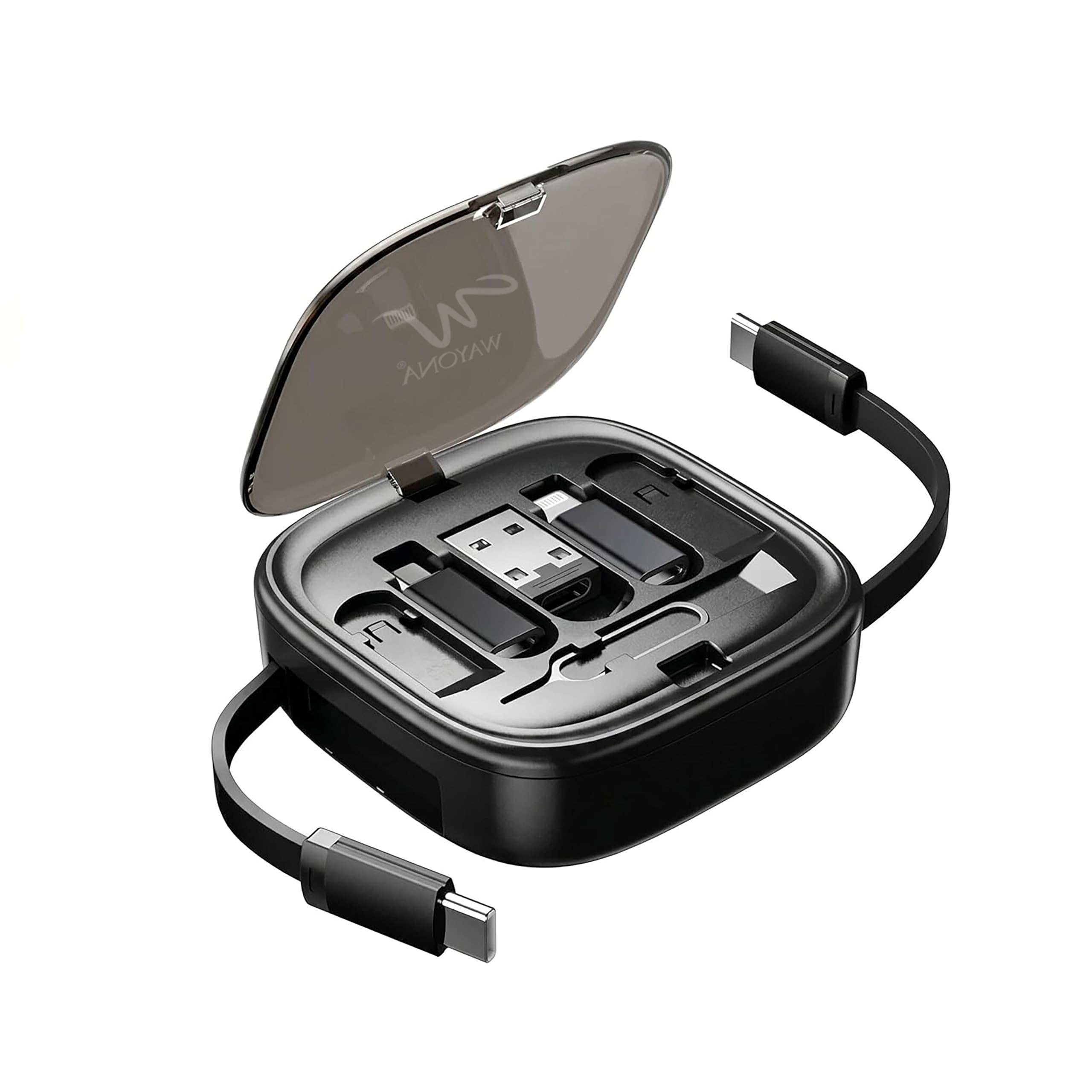 Wayona Retracto Case 65W Multifunctional Fast Charging Data Cable Kit With Retractable Cable, Convertors Set USB A & Type C to Male Micro/Lightning, MMC Storage,Sim Eject Pin-image-39