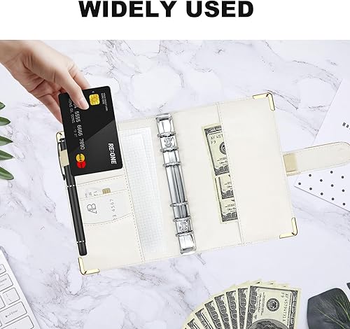 Miniatura 14 de Carpeta A5 recargable de piel sintética con 6 anillas, cubierta para cuaderno pequeño para papel de relleno A5, cubierta de planificador personal