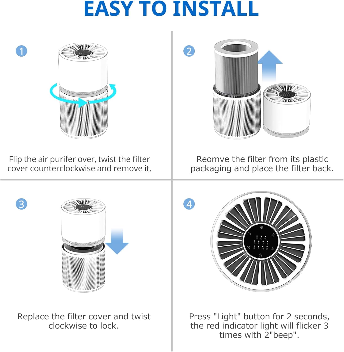 MK03 Air Filter Replacement Compatible with MK03 and POMORON MJ003H Air Purifiers, 4-in-1 High-Efficiency H13 HEPA MK03 MJ003H Air Cleaner Filter, Part Number DH-JH03, MJ003H-RF, 2 Pack - Image 7